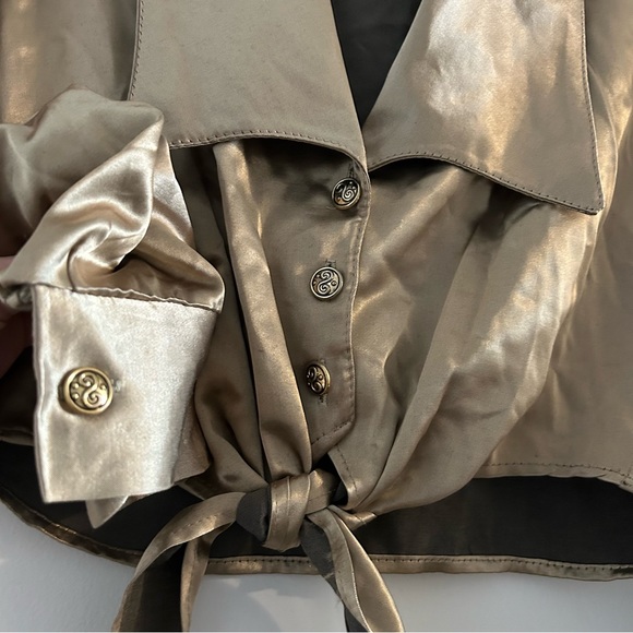 Vintage Metallic Gold Cropped Blouse - Picture 3 of 5